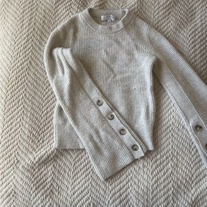INTERMIX Beige Sweater with Button Accents